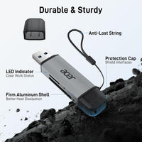 Acer SD Card Reader, USB C & USB 3.0 Memory Card Reader Adapter Supports SD/Micro SD/SDHC/SDXC/MMC, Compatible with iPhone 17 16 15 Series, MacBook Pro/Air, iPad Pro 2021, Galaxy S26, XPS 13, etc.