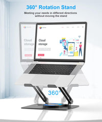BoYata Laptop Stand for Desk, Adjustable Computer Stand with 360^0 Rotating Base, Ergonomic Foldable Laptop Riser Holder Compatible with All MacBook Pro/Air, Notebook up to 17"-Black
