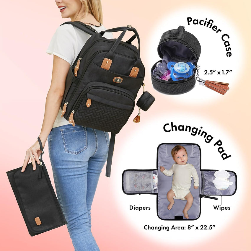 Dikaslon Baby Changing Bag Backpack with Mat & Straps Dark Grey