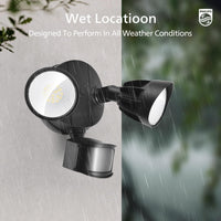 Philips LED Security Floodlight 21W 3000 lm PIR Motion Sensor 5000K 2-Head 4 Modes Waterproof