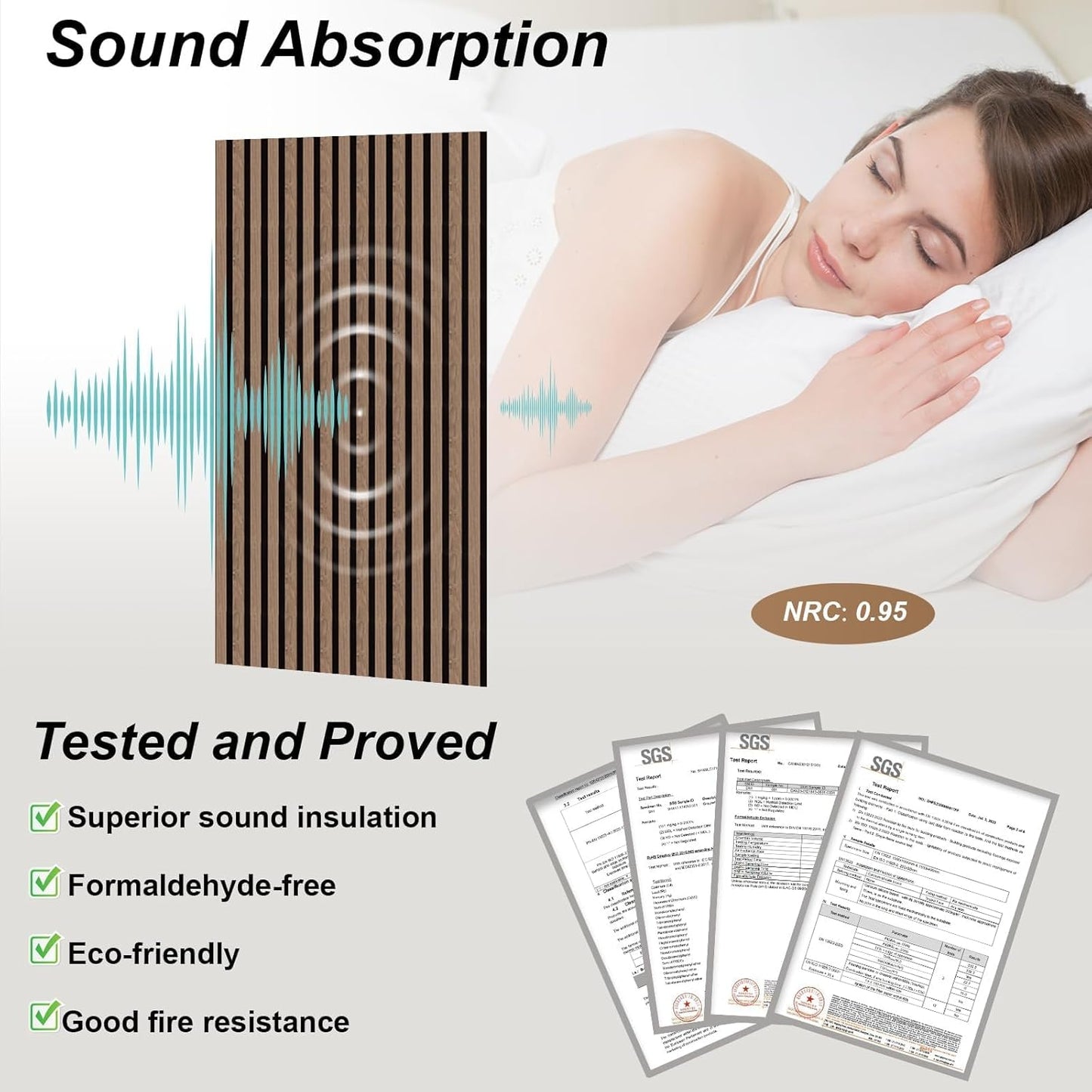 Acoustic Wall Wood Panels 2 Pack â 1200 x 600 mm Dark Walnut