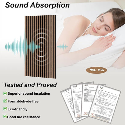 Acoustic Wall Wood Panels 2 Pack â 1200 x 600 mm Dark Walnut