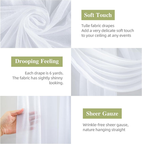 Wedding Arch Drapes - 1 Panel 28" x 19Ft Sheer White Backdrop for Ceremony Party Decor