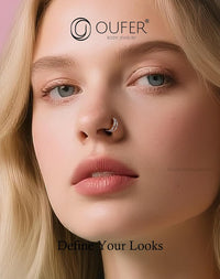 20G Nose Ring Hoops, Double Line CZ Opal Helix & Tragus Earrings â Silver