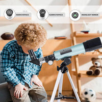 Mijiao Telescope for Kids, Astronomical Telescope Zoom 90X HD Outdoor Monocular Space Telescopes Portable Refractor Spotting Scope With Tripod, Telescopes for Adults, Kids and Beginner