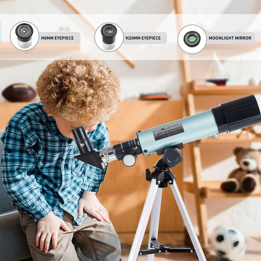 Mijiao Telescope for Kids, Astronomical Telescope Zoom 90X HD Outdoor Monocular Space Telescopes Portable Refractor Spotting Scope With Tripod, Telescopes for Adults, Kids and Beginner