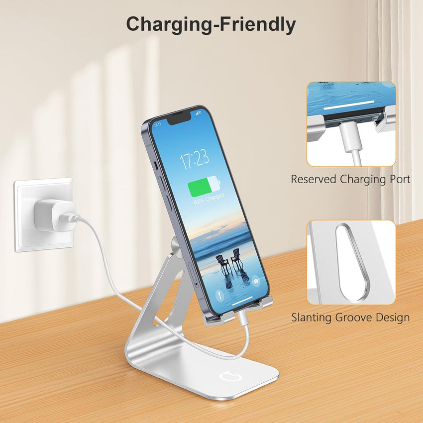 Gritin Phone Stand, Adjustable Phone Holder Cradle Dock - Full Aluminum Desktop Holder Stand for iPhone17, 16, 15, 14, 14 Plus, 13, 13 Pro Max, 12 Mini, XR X 7 6 Plus, Galaxy