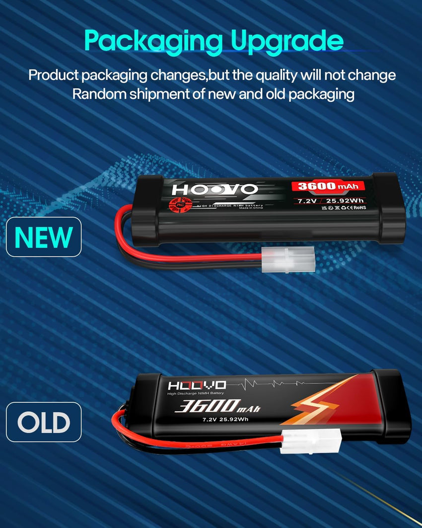 RC NiMH Battery 7.2V 3600mAh High-Capacity for Models x2 7.2V 3600mAh