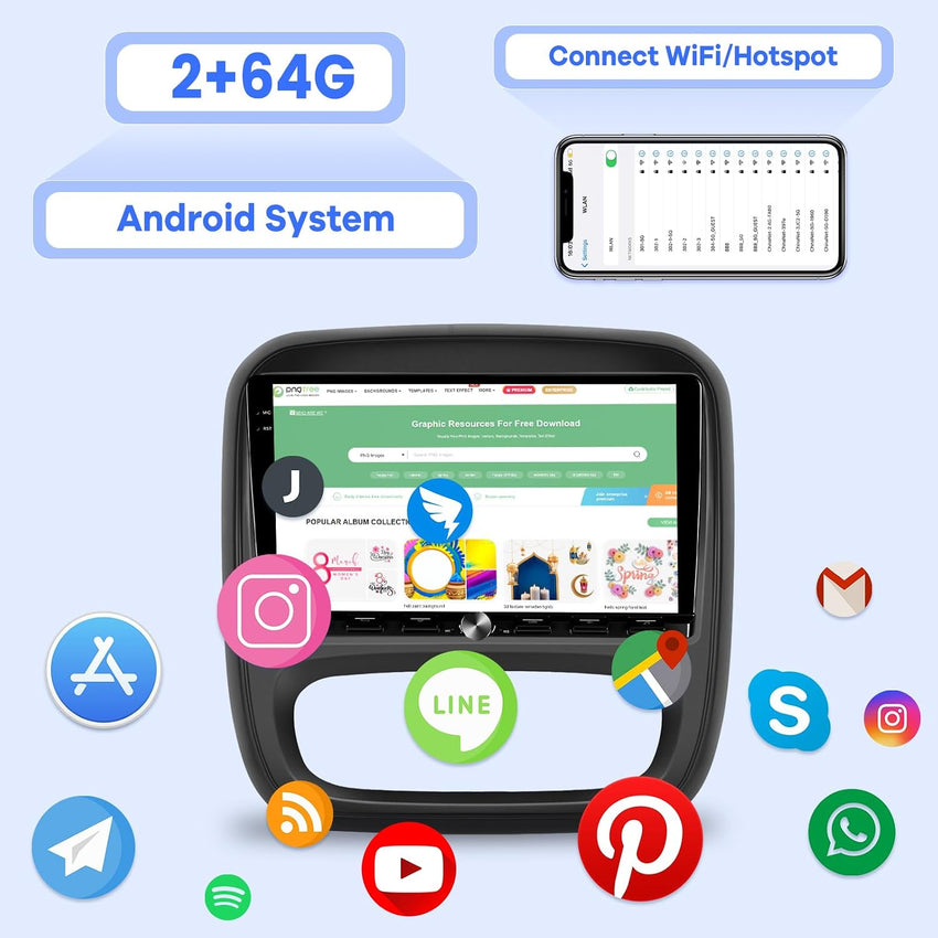 9-inch Android Car Stereo READ DESC Wireless CarPlay Android Auto 2GB+64GB Bluetooth Opel Vivaro 2014-2018