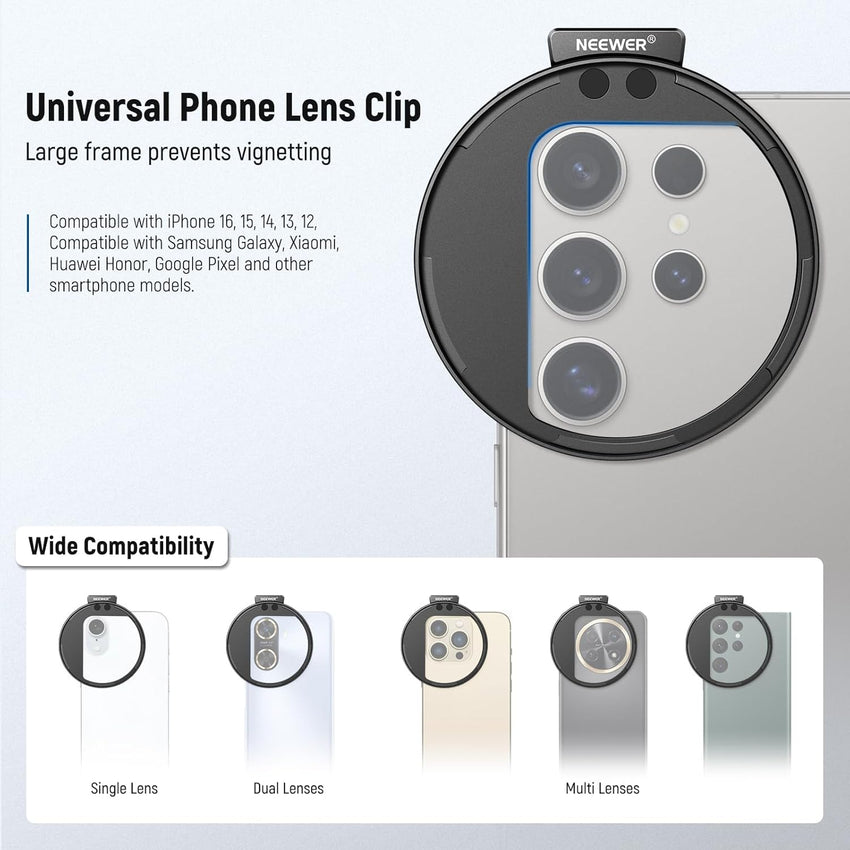 NEEWER 67mm Magnetic CPL Filter, Circular Polarizing Filter with Cold Shoe Camera Lens Clip, Photography Accessories Compatible with Samsung Galaxy Android