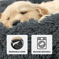 Donut Dog Bed with Removable Cover Washable Plush Bed for Small to Medium Dogs, Gradient Grey, 70cm