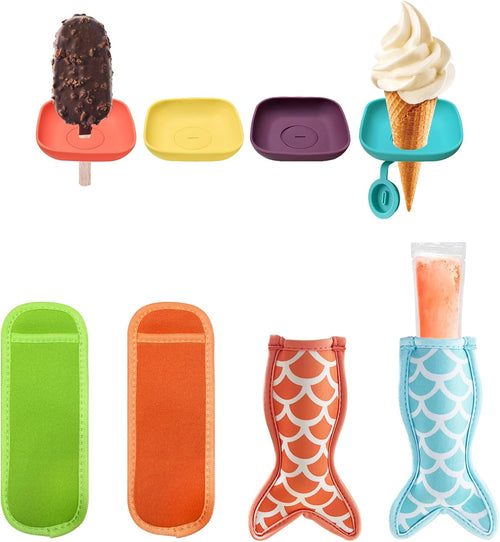Popsicle Holders for Kids, 4pcs Drip Free Reusable Ice Cream Holders â Summer Pool Party