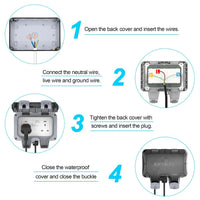 Weatherproof Outdoor Socket Waterproof Double Socket 3M Extension Lead IP66 Switched Wall Electrical Outlet 13 Amp 2 Gang Power Socket, Garden Outside Plug Sockets Cover Box