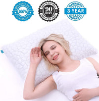 CompuClever Shredded Memory Foam Pillows for Sleeping Cooling Bed Pillow with Adjustable Loft Hypoallergenic Bed Pillows for Side and Back Sleepers Washable Removable Derived Rayon Cover (1-Pack)