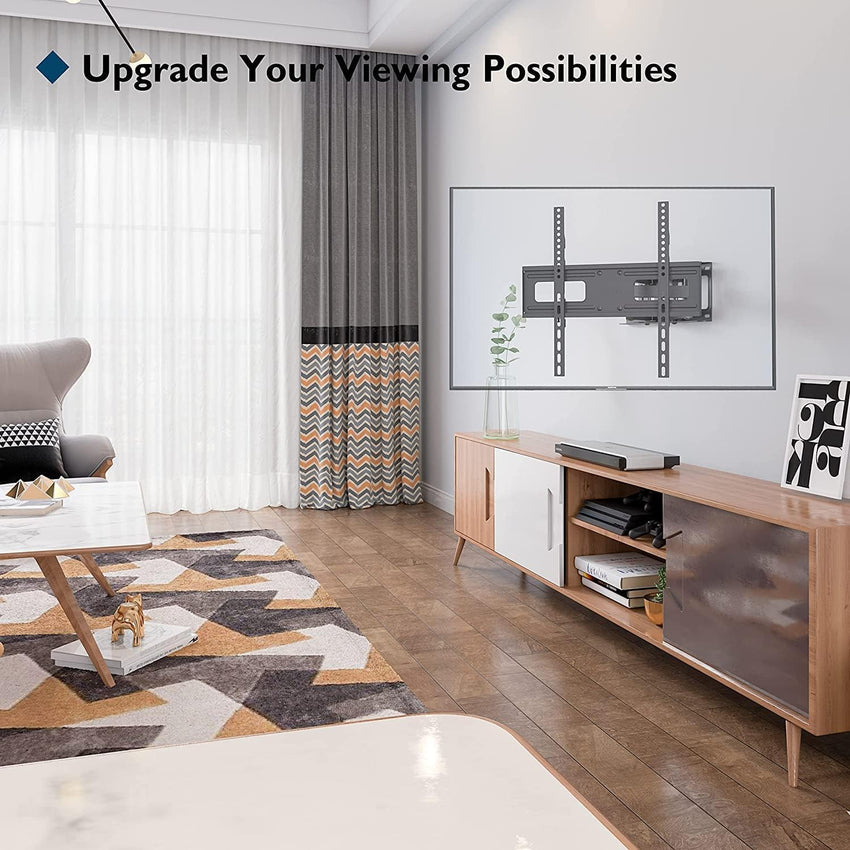 BONTEC TV Wall Bracket for 23-70 Inch LED LCD OLED Screens, Full Motion Double Arm TV Wall Mount Swivels Tilts Extends up to 380mm, Holds 45kg, Max VESA 400x400mm, Includes Spirit Level