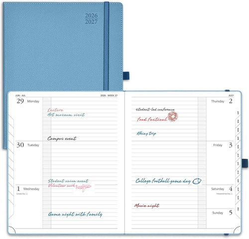 2026 Week-to-View Hardback Diary Large 26.5x21.5cm 100gsm Inner Pocket â Aquamarine
