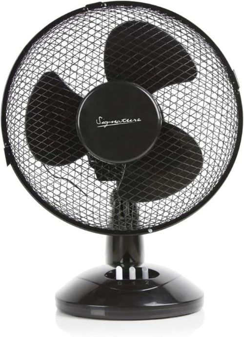 Signature 9â 2 Speed Desk Fan with Oscillation, Adjustable Tilt, Black, S40008B