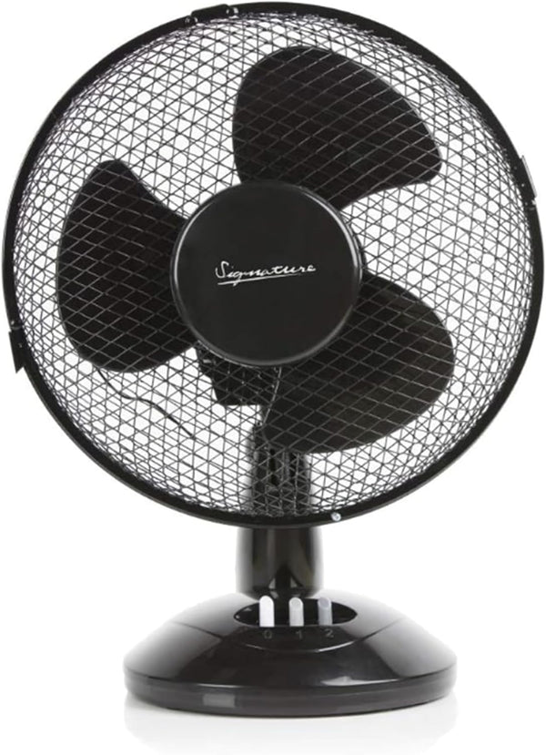 Signature 9â 2 Speed Desk Fan with Oscillation, Adjustable Tilt, Black, S40008B