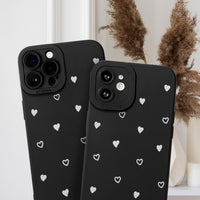 Compatible for iPhone 12 Pro Case, Cute White Black Heart Pattern Case Design for Women Girls, Soft TPU Slim Profile Shockproof Protective Phone Case for iPhone 12 Pro