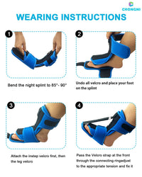 CHONGNI Plantar Fasciitis Night Splints: Upgrade Adjustable Breathable Night Splints for Plantar Fasciitis Support with Arch Support, Relief Achilles Tendonitis Foot Drop Heel Pain, Day&Night (Blue)