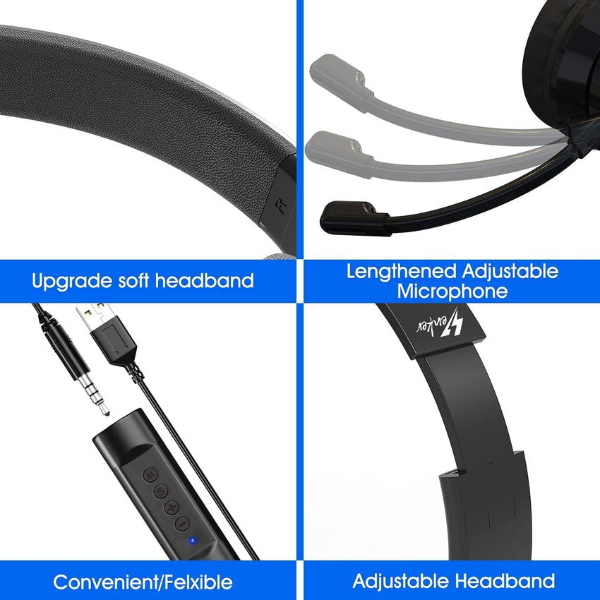 Venker LCL Headsets with Microphone, USB Headset 3m Length Noise Cancelling Headset Stereo Headphones for PC, Laptop USB/3.5mm, Multi-Use USB Headset for Meeting, Daily Using etc