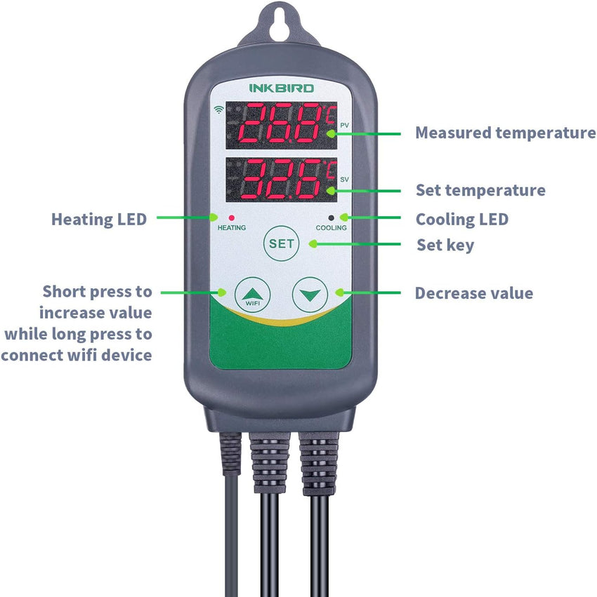 Inkbird Digital Wireless Thermostat, ITC-308-WiFi Temperature Controller Heating Cooling Remote Control
