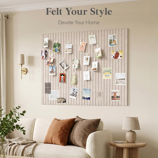 Felt Slatted Bulletin Board 120x90cm 12-Pack with Pushpins Oatmeal