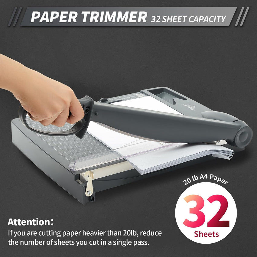 JIELISI Heavy Duty Guillotine Paper Trimmer Cutting Performance up to 30 Sheets,12 Inch Cut Length Guillotine Manual Paper Cutter with Safety Guard and Blade Lock