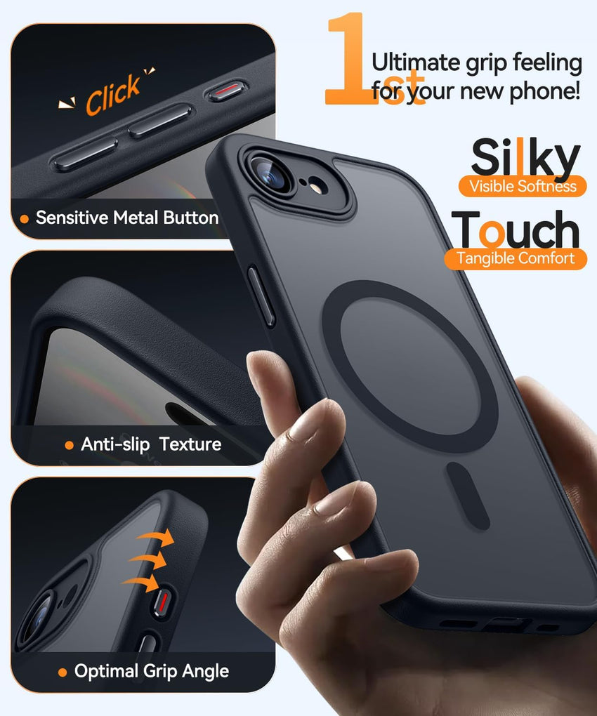 CANSHN Magnetic Shockproof for iPhone 17e / 16e Case, Black