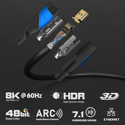 0.25m KabelDirekt - 8K / 4K HDMI Cable - 0.25m - German-Engineered HDMI Lead - Supports 10K/8K@60Hz/4K@120Hz - HDMI Cable for HDTV, PC, PS5, Xbox, Switch