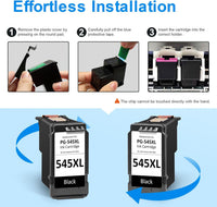 545 Black Ink Cartridge Remanufactured for Canon 545 Ink Cartridge, PG-545XL Black for Pixma TS3150 TS3350 TS3355 TS3100 TR4550 TR4551 iP2850 MX495 MG2950 MG3050 Printer (2 Pack)