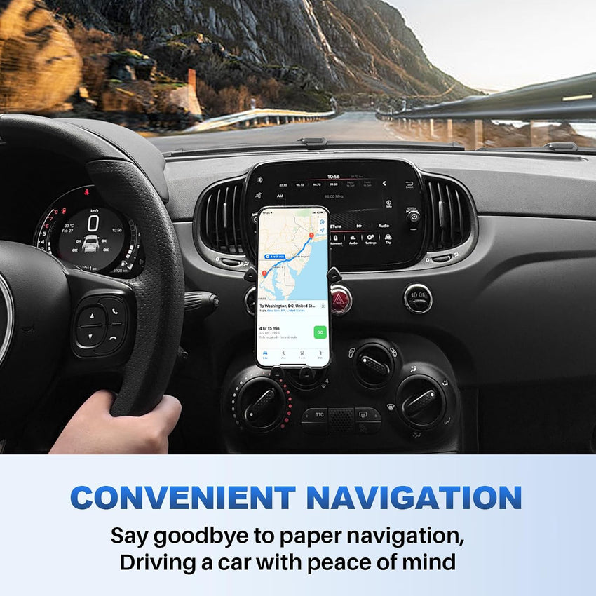 KUNGKIC For FIAT 500 2008-2023 Abarth 595 2012-2023 Car Phone Holder Adjustable Car Phone Holder Accessories Interior 360°Rotation Zinc Alloy ABS