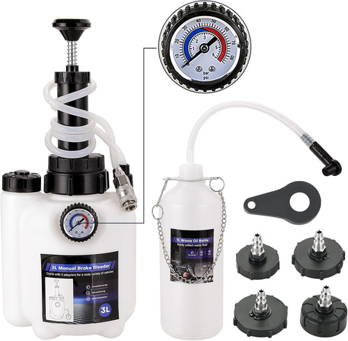 DASBET 3L Manual Brake Bleeder Kit with 1L Fluid Bottle & Adapters Professional