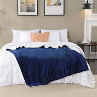 SOCHOW Sherpa Fleece Throw Blanket Super Soft Plush Navy Blue 228x228cm