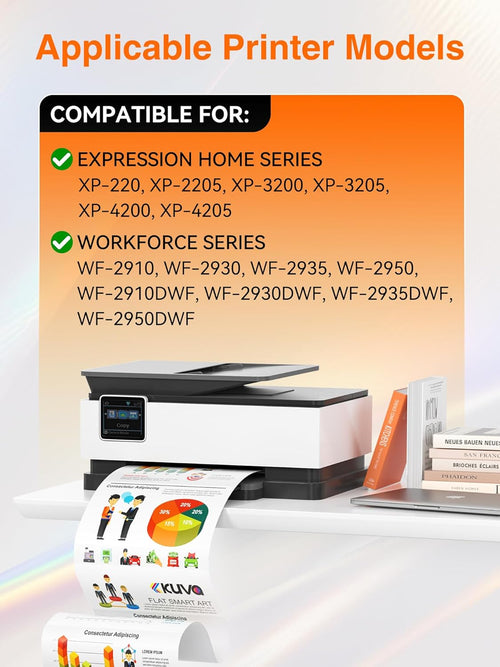 Kuva compatible for 604XL Ink Cartridge Multipack Compatible with Epson Expression Home XP-2200 XP-2205 XP-3200 XP-3205 XP-4200 XP-4205 Workforce WF-2910 WF-2930 (10-Pack)