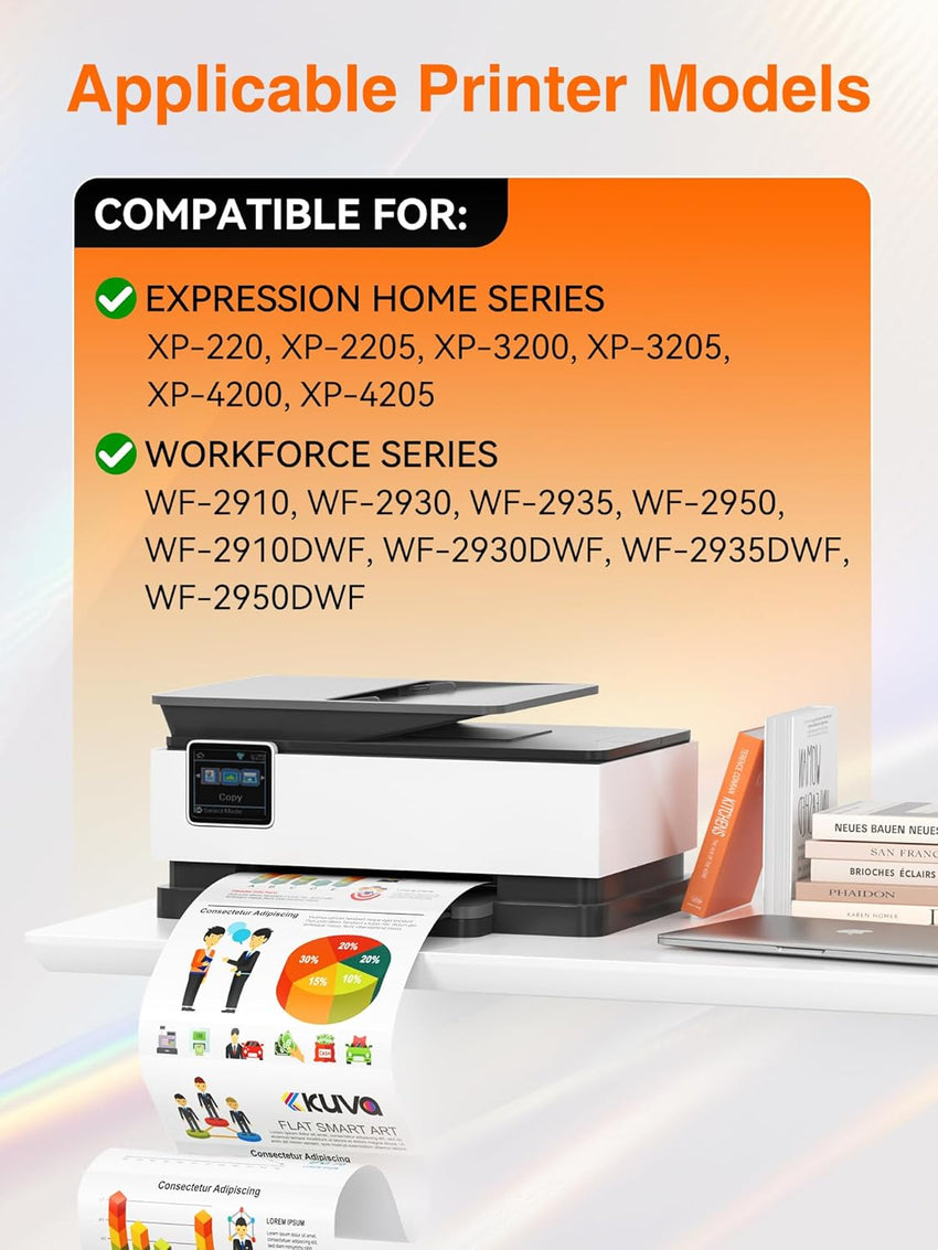 Kuva compatible for 604XL Ink Cartridge Multipack Compatible with Epson Expression Home XP-2200 XP-2205 XP-3200 XP-3205 XP-4200 XP-4205 Workforce WF-2910 WF-2930 (10-Pack)