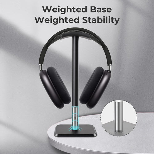 Alyvisun Headphones Stand [Weighted Base & Taller Height] Headset Holder Stand, Universal Headset Desk Hook for All Gaming Headset/Desktop Earphones