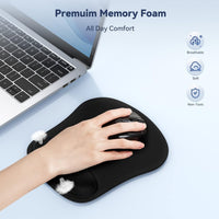 TECKNET 3 Pack Gaming Ergonomic Mouse Pad with Wrist Support Black | Soft Memory Foam, Fast Rebound, Pain Relief Waterproof Surface, Non-slip Base