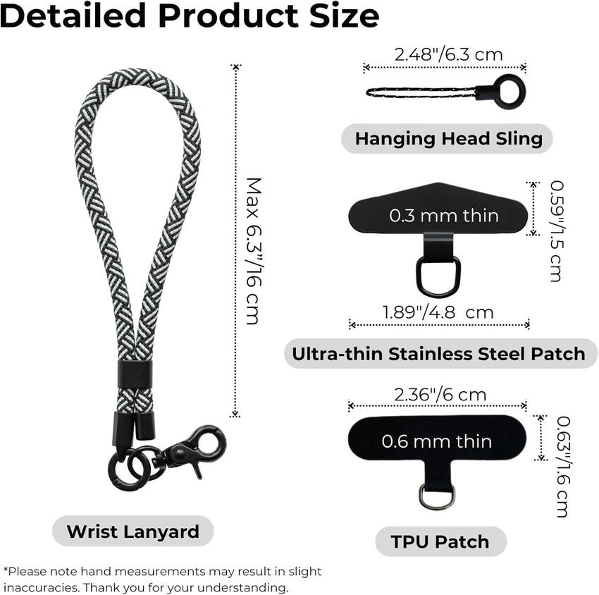 Phone Wrist Strap Lanyard Anti-Theft Glow in the Dark â Black-White