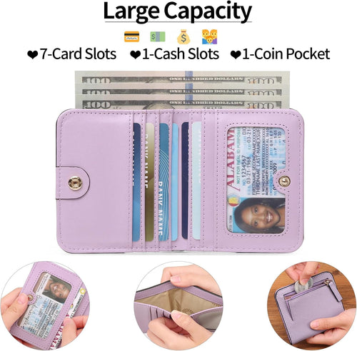 RFID Blocking Leather Bi-Fold Wallet Compact with ID Window & Coin Pocket Ã¢ÂÂ Small