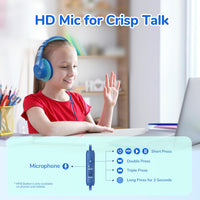EarFun Kids Headphones Wired, Over Ear Foldable Headphones with Microphones, 85/94dBA Safe Volume Limit, HD Stereo Sound, 3.5mm Jack, Children Headphone for School/Travel/Boys/Teen/Tablet/Pad, Blue