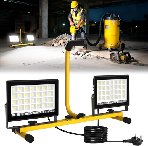 LED Tripod Work Light 11,000LM 2-Head IP66 13ft Cable Ã¢ÂÂ Portable
