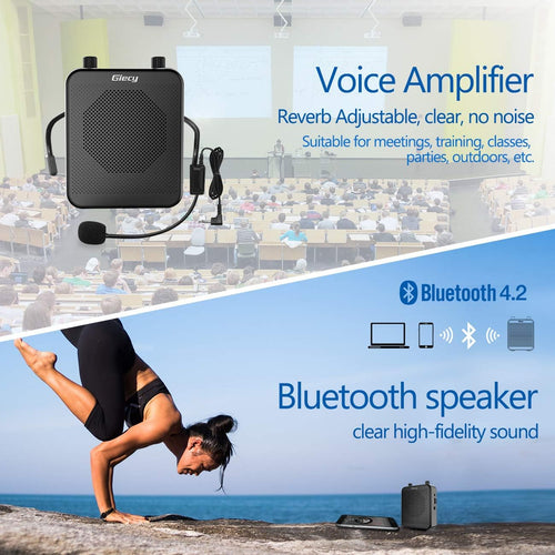 Giecy Portable Voice Amplifier with Headset Microphone 30W Rechargeable Battery 2800mAh Powerful Sound System for Teachers, Guides, Coaches, Presenters