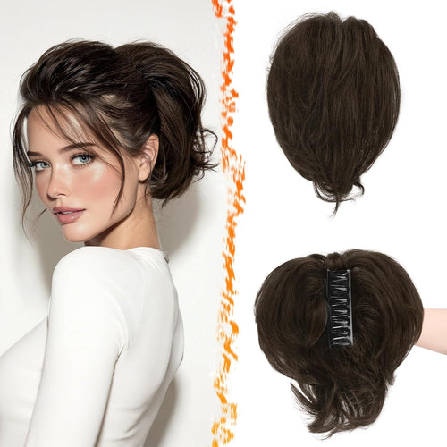 Ponytail Hairpiece 20cm Claw Clip Flexible Wires â Dark Brown