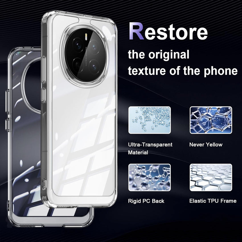 Liisooka Case for Honor Magic 7 Pro, Military Grade Drop Protection Phone Case, Yellowing Resistant, Anti-Scratch Hard PC Back, Shockproof Hard Ultra-Thin Protective Cover, Clear