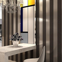 Vertical Striped Non-Woven Wallpaper Roll Minimalist Modern Non-Pasted for Living Room Bedroom Black Grey 1.73' x 32.8'