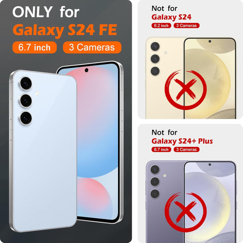 SHIELDON Flip Case for Galaxy S24 FE 6.7", Genuine Leather Wallet Case with [Kickstand][RFID Blocking][Card Slots][Magnetic Closure] Shockproof Phone Cover Compatible with Galaxy S24FE - Navy Blue