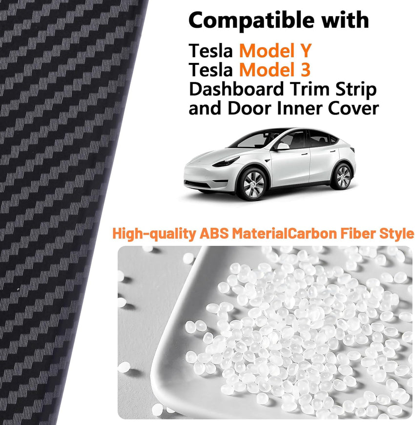 awagas 4 Pcs [Right Drive] ABS Tesla Model 3 Y Dashboard Cover Wrap and Inner Front Door Trim Panel Armrest Cover, Car Interior Dashboard Cover Accessories Fit Tesla Model 3/y 2019-2023