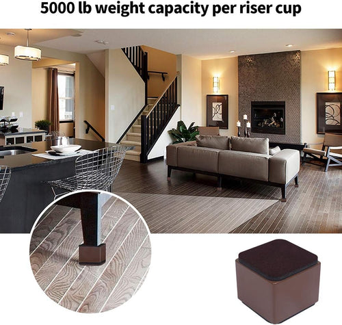 Furniture Risers Heavy Duty 2" Lift Supports 20,000 lbs â Square Brown