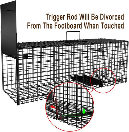 Amagabeli Garden Home Humane Live Animal Trap 78X26X29cm Catch Release Cage for Large Nuisance Rodents Control Raccoon Mole Gopher Opossum Groundhog Squirrel Feral Stray Cats Rescue Wild Rabbits